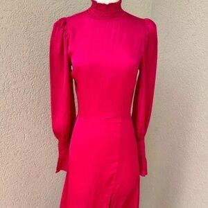 Karlie Smock Neck Midi Dress In Magenta